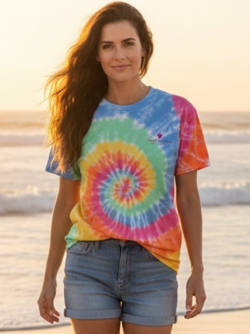 Simply Southern Small T-Shirt Tie Dye Turtle Graphic Tee NEW Rainbow Spirals